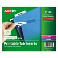 Avery Dennison Avery, TABS INSERTS FOR HANGING FILE FOLDERS, 1/5-CUT TABS, WHITE, 2in WIDE, 100PK 11136
